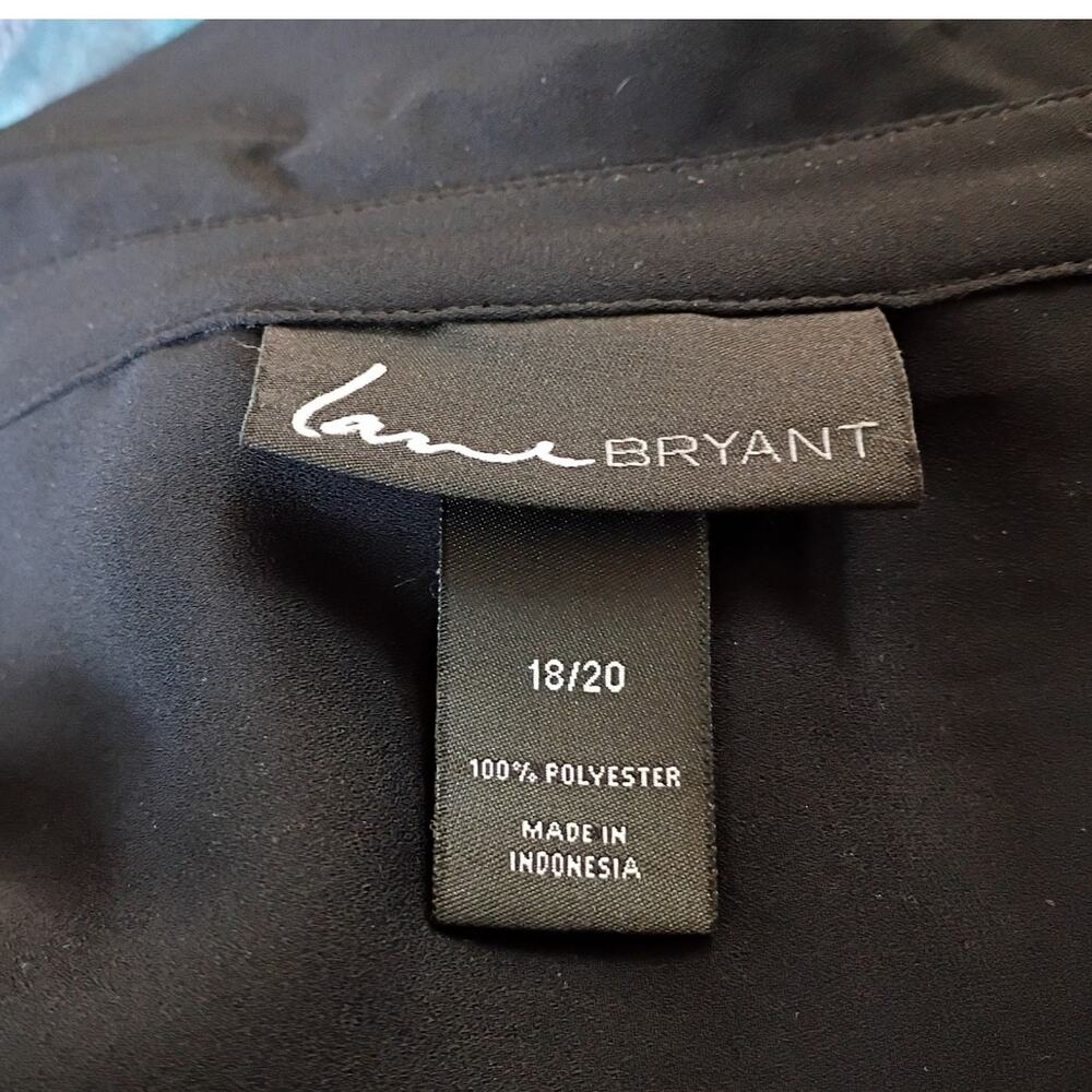 Lane Bryant Black Layered Hem Button Front Blouse 18/20 Minimalist Workwear Chic - Picture 8 of 12